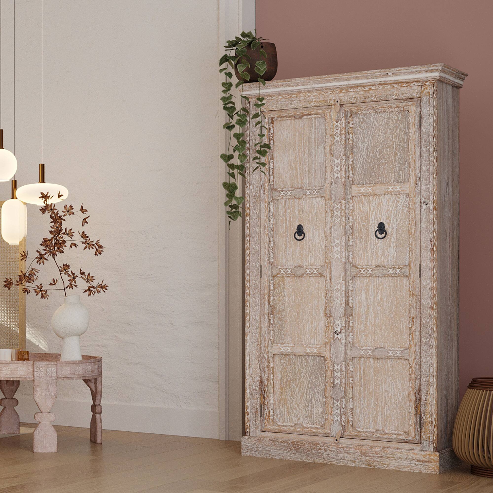 Alt View 10. Maven Lane - Maven Lane Mahala Handmade Heritage Wooden Cabinet in Distressed Natural Finish - Natural.