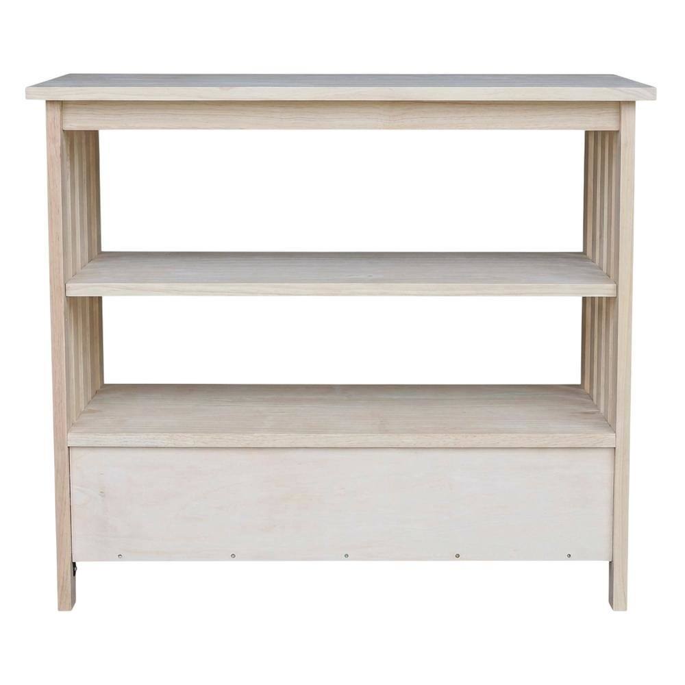 Alt View 1. FurniFact - Unfinished Mission TV Stand in Natural Finish for Modern Living Room - Brown.