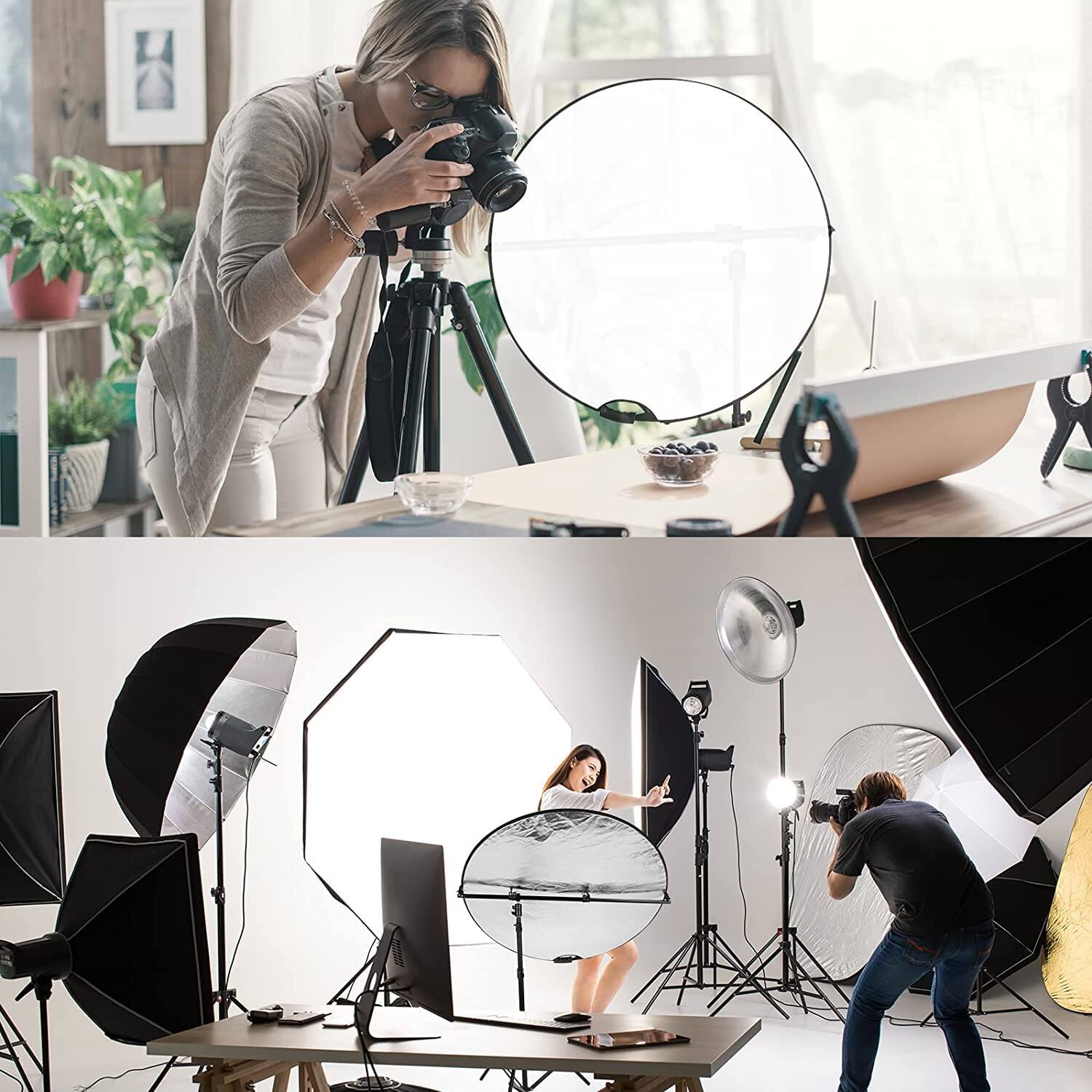 Alt View 3. Neewer - Extendable Reflector Holder Arm, 27.9"-47.2", 360° Swivel, Studio.