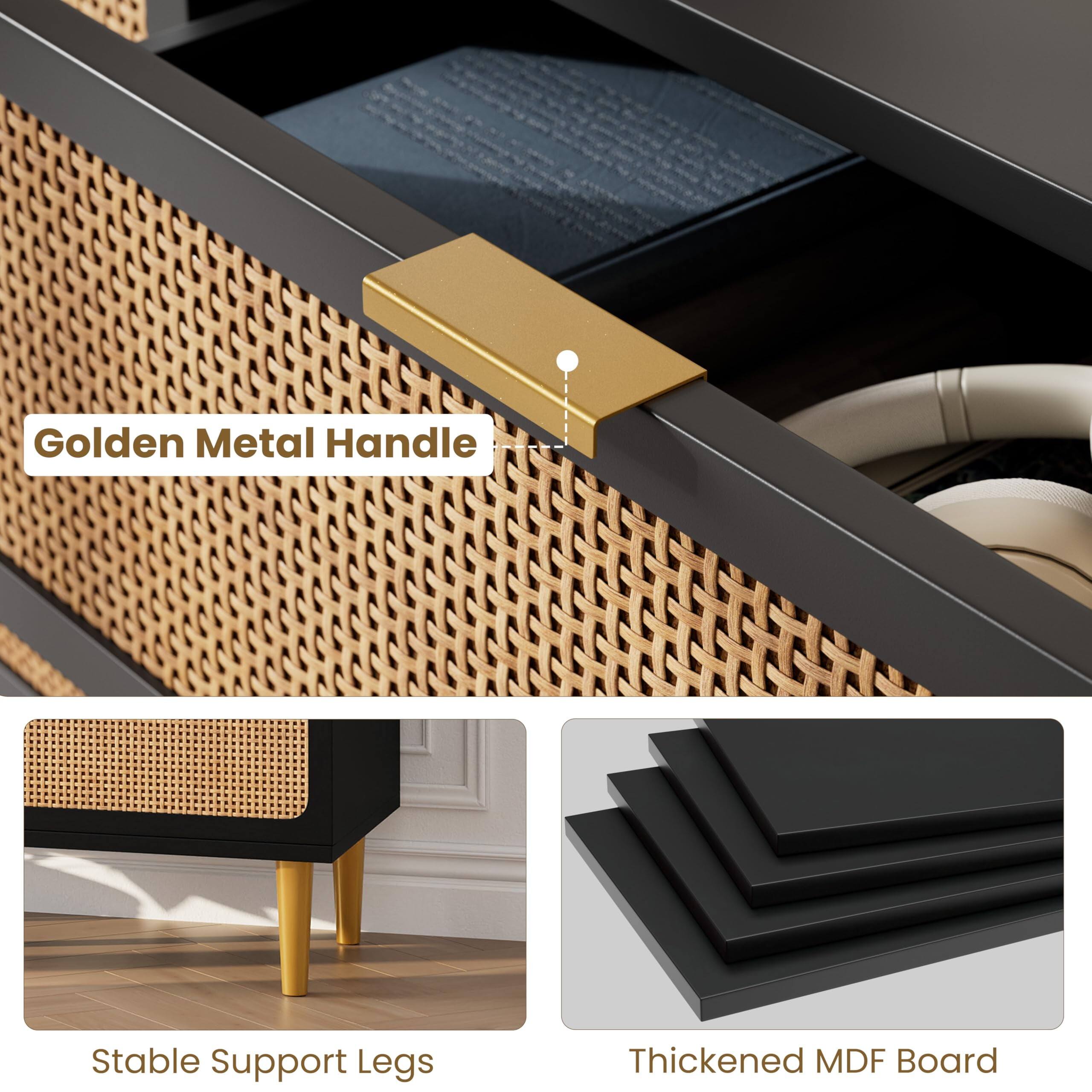 Golden Metal Handle  
Stable Support Legs  
Thickened MDF Board