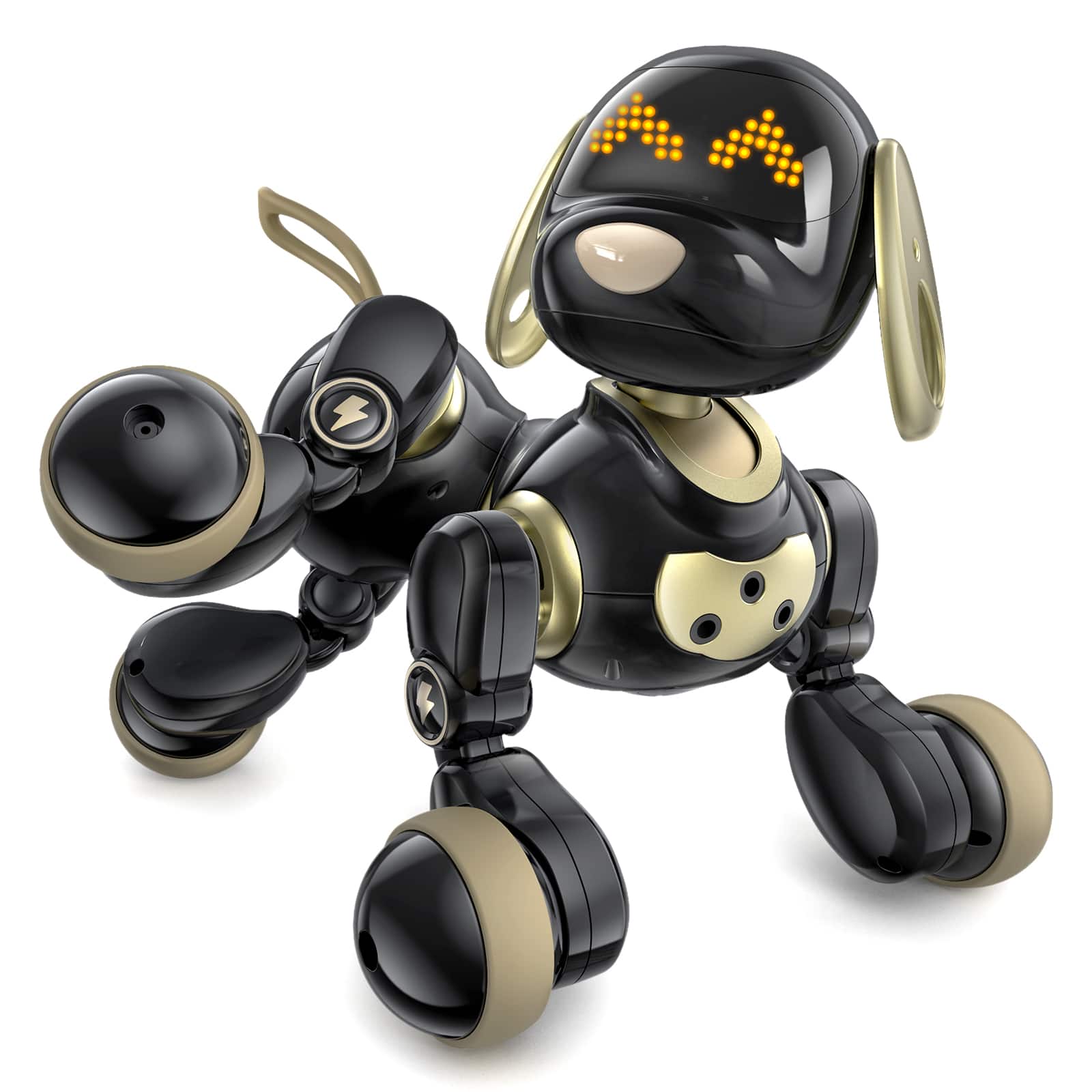 Ruko - 18011 Smart Robot Dog Toy for Kids, Interactive Puppy with Remote & Gesture Control,Gifts for boys and girls - Black/Gold