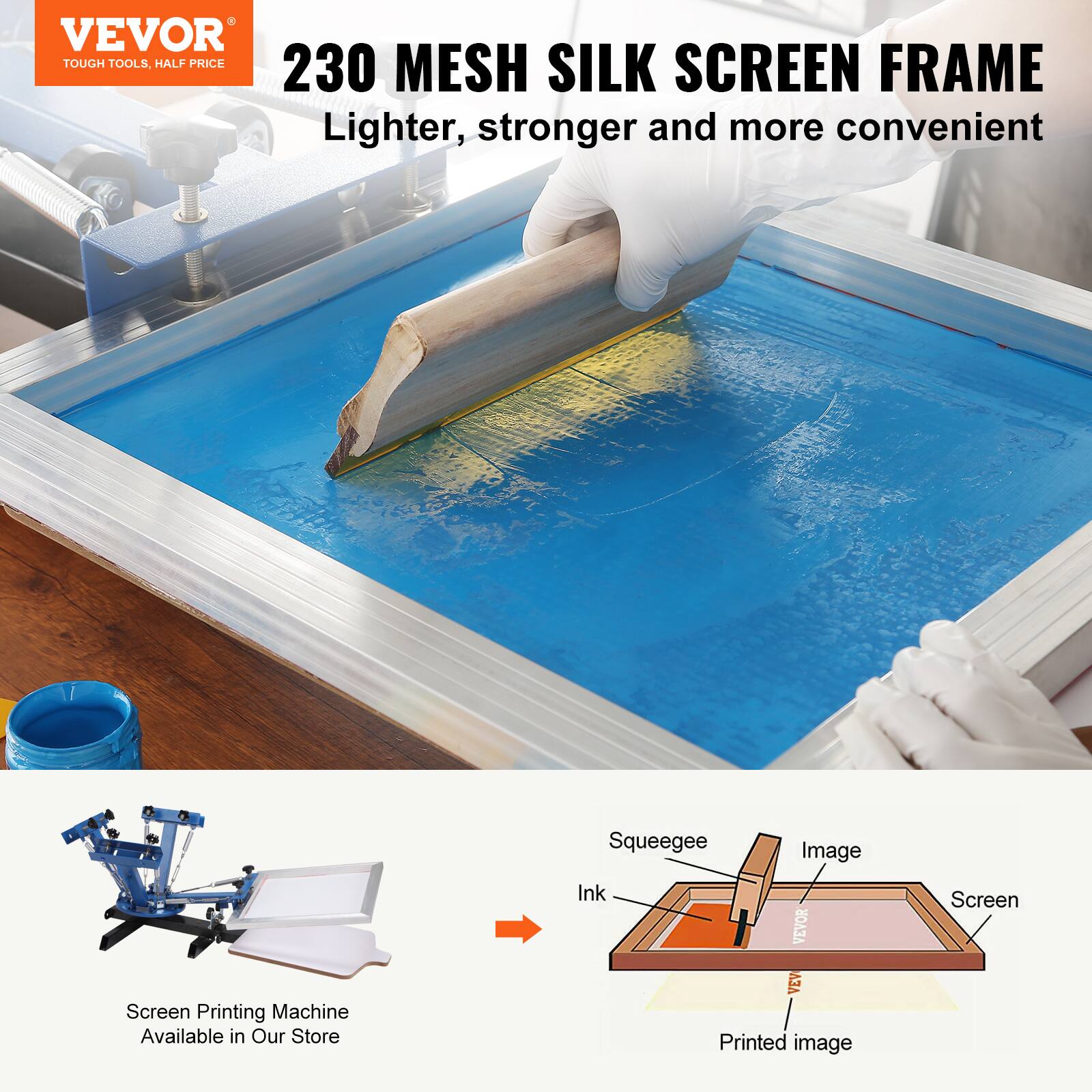 VEVOR TOUGH TOOLS, HALF PRICE

230 MESH SILK SCREEN FRAME
Lighter, stronger and more convenient

Squeegee Image Screen Printing Machine Available in Our Store

VEVOR Printed image Screen