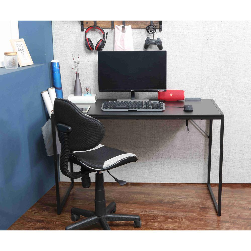 Alt View 2. JJS - Small Computer Desk Simple Style Writing Desk - White/Pink.