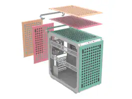 Cooler Master - QUBE 500 Macaron ATX Gaming Case, Mint/Pink/Cream, Tempered Glass, USB-C, Handle (Q500-DGNN-S00) - Mint