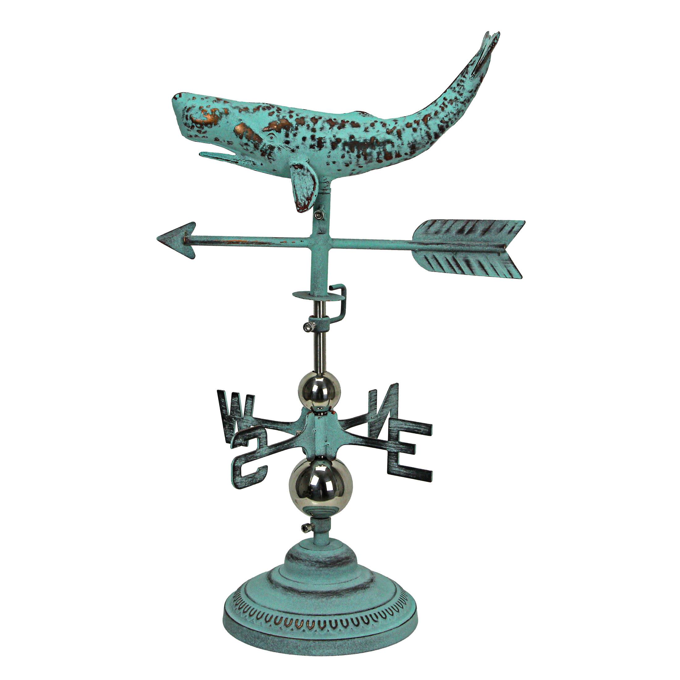 Alt View 1. Contrast Inc. - Verdigris Copper Whale Tabletop Weathervane Home Garden Decor w/ Optional Fence Mount - Teal.