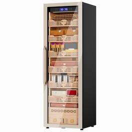 KingChii - Pro 338L Smart Compressor Cigar Humidor Cabinet , Glass Door & Compressor Cooling-2180 cigars - Gold