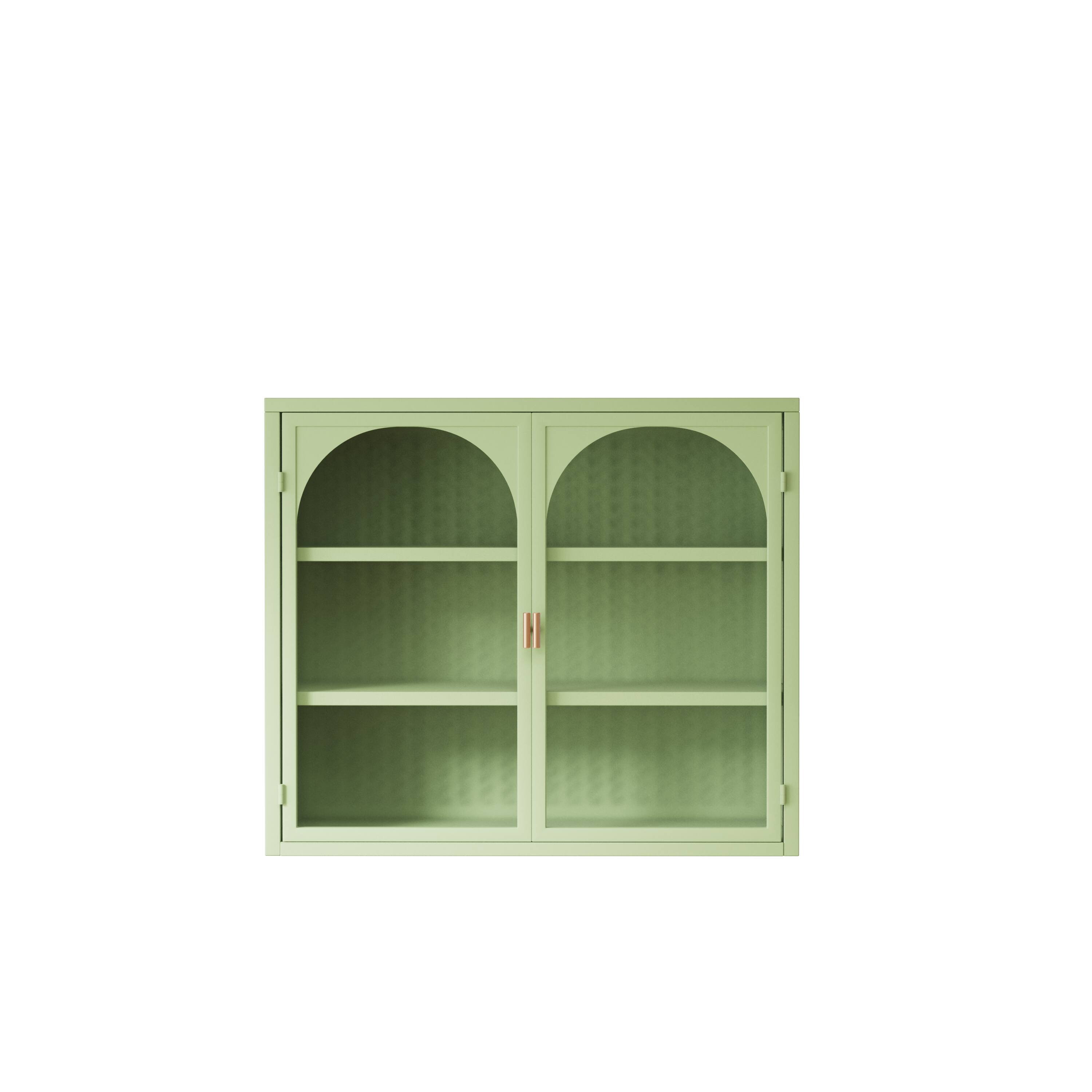 Angle. Dexmalle - Dexmalle-27.56"Glass Doors 3-Tier Wall Storage Cabines-Green - Green.