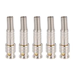 Unique Bargains - 5pcs BNC Male Coaxial Connectors, RG59/RG6 Screw-on Gold Plated 6mm Brass Adapter for CCTV Camera System Durable - Silver