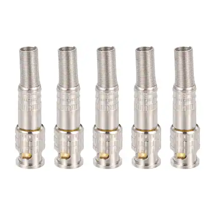Front. Unique Bargains - 5pcs BNC Male Coaxial Connectors, RG59/RG6 Screw-on Gold Plated 6mm Brass Adapter for CCTV Camera System Durable - Silver.