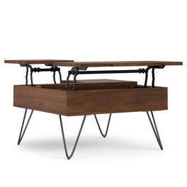Simpli Home - Hunter 32 inch Wide Square Industrial Lift Top Coffee Table - Walnut