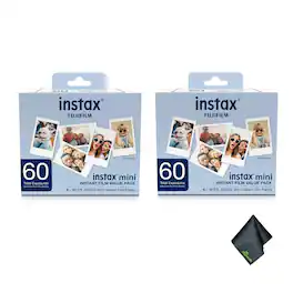 Fujifilm - Instax Mini Value Pack Instant Film (120 Exposures) + Cleaning Cloth
