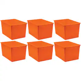 Teacher Created Resources - Plastic Multi-Purpose Bin, Orange, Pack of 6
