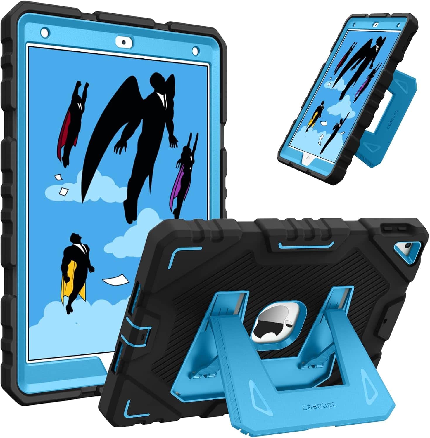 Fintie - Case for iPad 9th 8th 7th 10.2 inch Fully-Body Rugged Heavy Duty Shockproof Protective Case with Built-in Kickstand - Black/Blue price history on PriceWatchPro