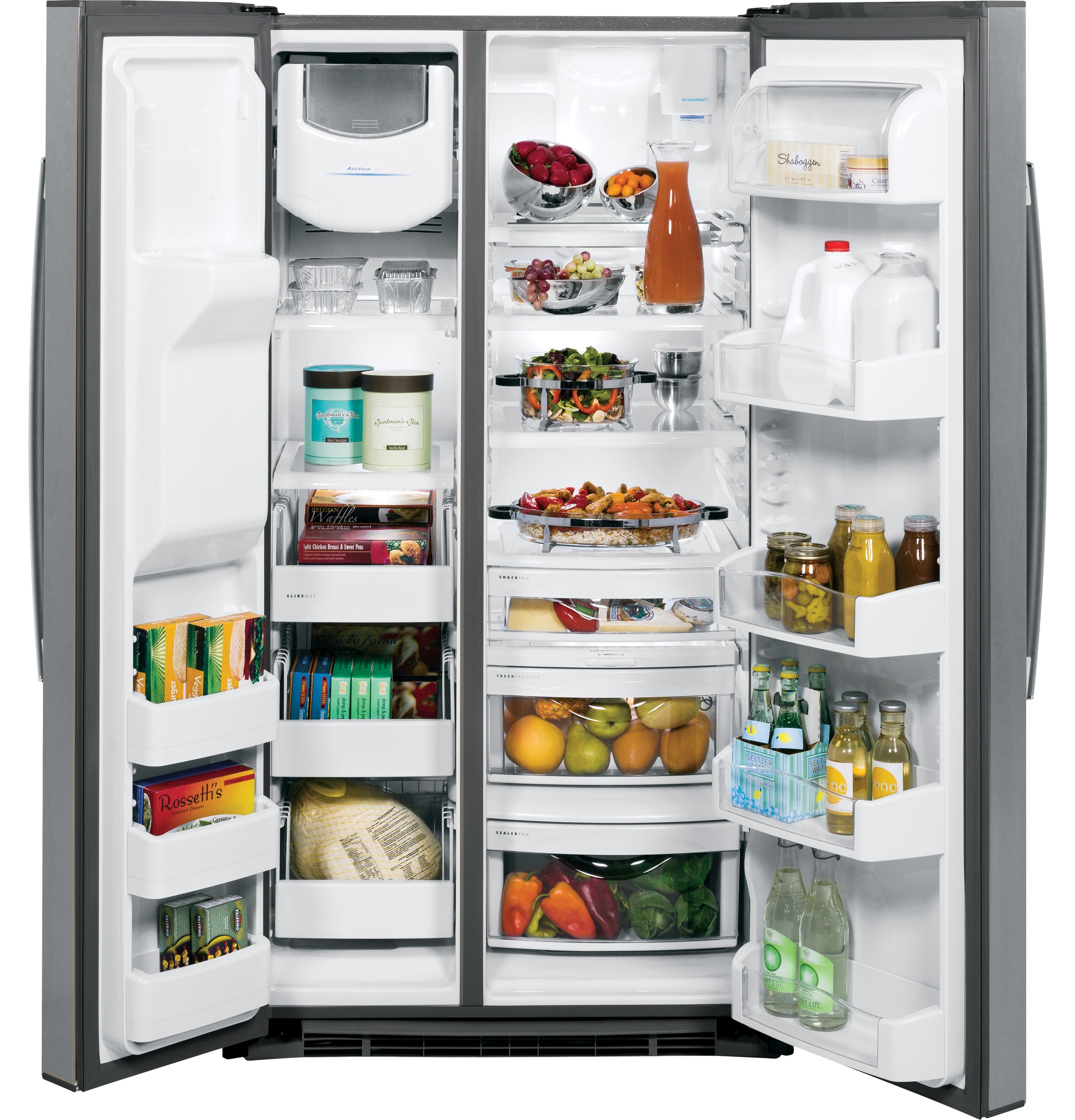 GE Profile Series 25.4 Cu. Ft. Side-By-Side Refrigerator with Thru-the ...