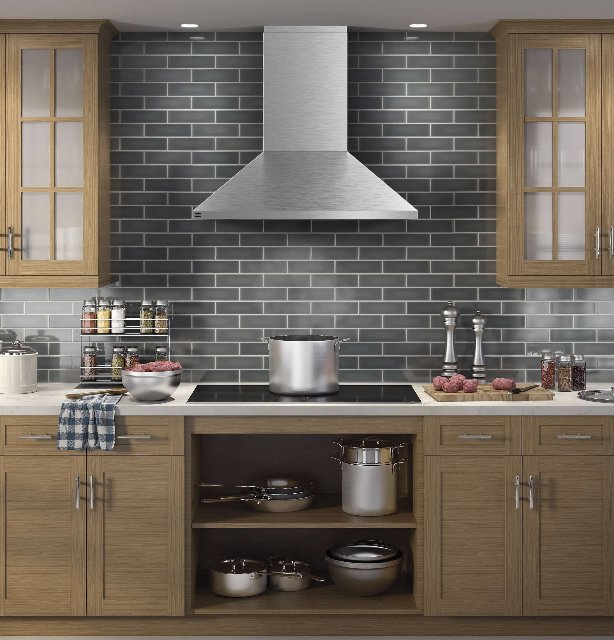 Alt View 13. GE Profile - 36" Convertible Range Hood - Stainless Steel.