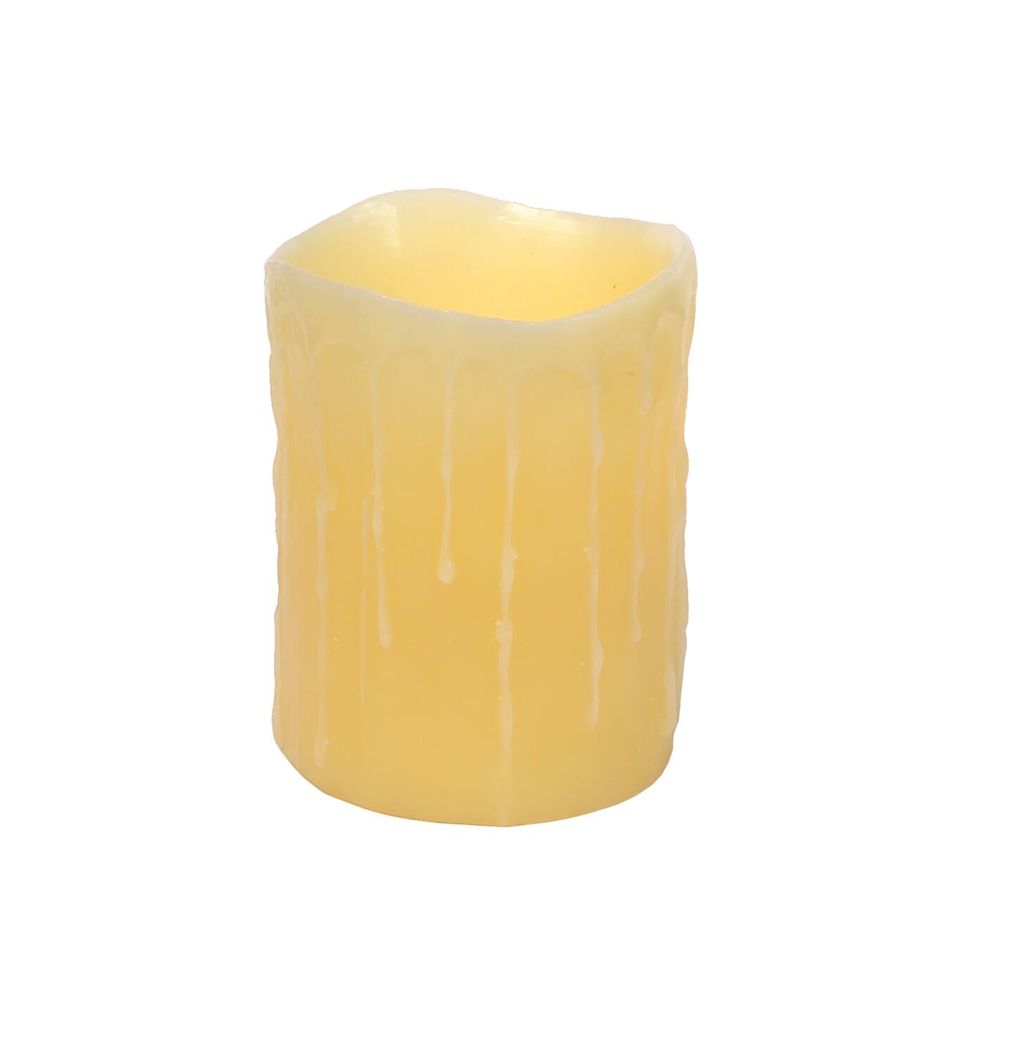 Angle. BreeBe - LED Dripping Wax Pillar Candles (Set of 3) - Yellow.
