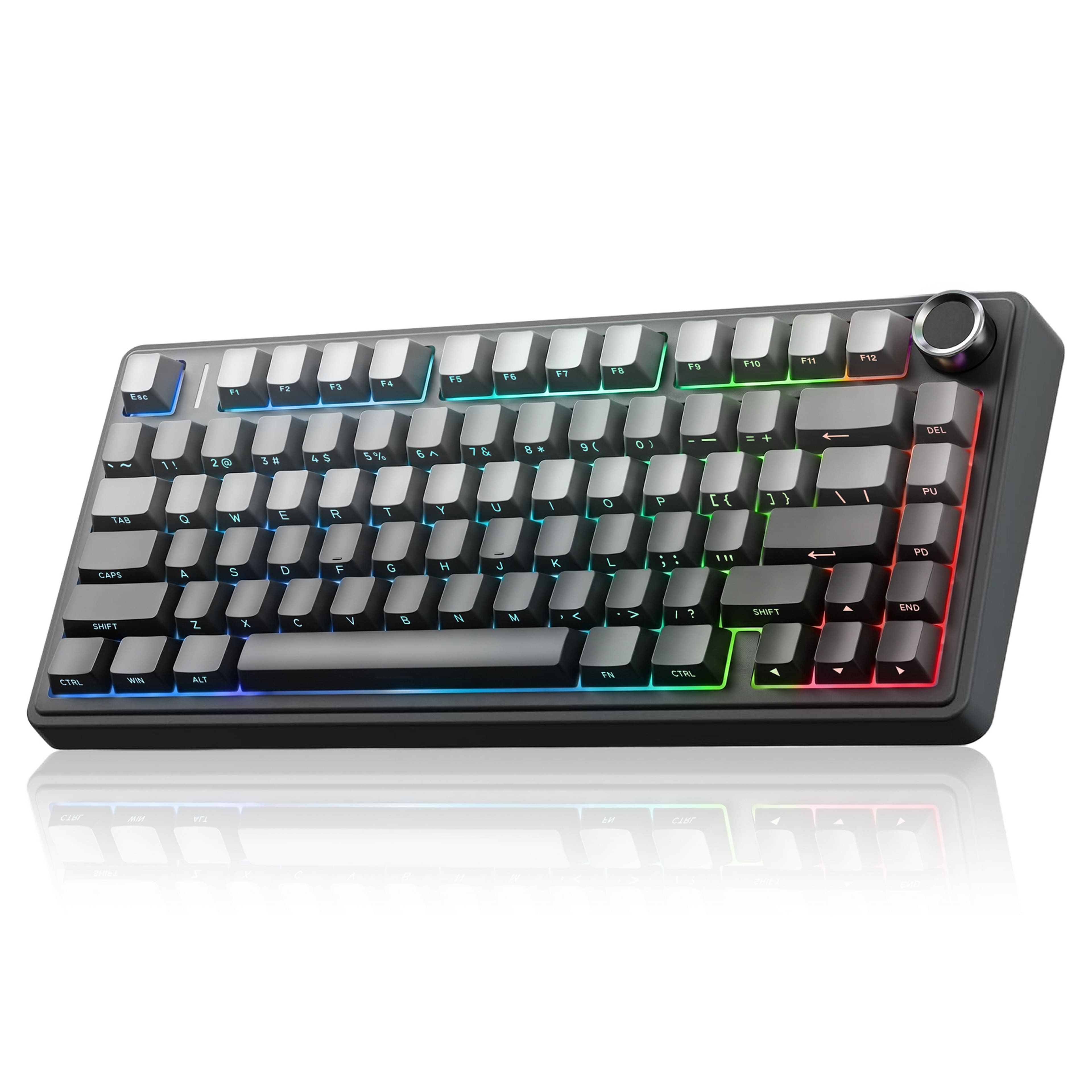 AULA - F75 Pro 81-Key Wireless Mechanical Gaming Keyboard, RGB, Tri-Mode, Hot-Swappable, Knob, Compact 75%, 4000mAh, Bluetooth - Black