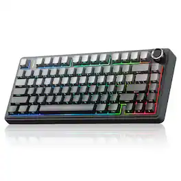 AULA - F75 Pro 81-Key Wireless Mechanical Gaming Keyboard, RGB, Tri-Mode, Hot-Swappable, Knob, Compact 75%, 4000mAh, Bluetooth - Black