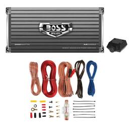 BOSS Audio - Boss Armor AR2000M 2000W Mono Car Audio Amplifier & Amp Wire Kit & Bass Remote - Black