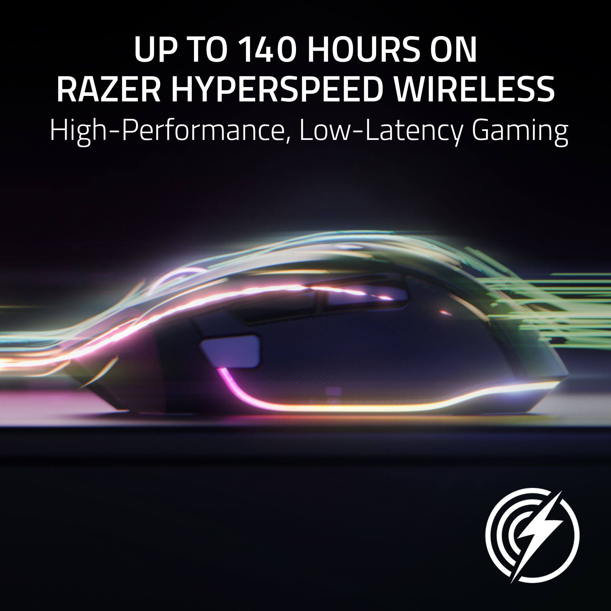 UP TO 140 HOURS ON RAZER HYPERSPEED WIRELESS  
High-Performance, Low-Latency Gaming