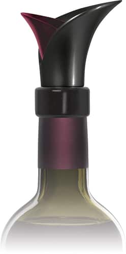  Sharper Image - 2-in-1 Wine Stopper and Pourer - Black/Silver