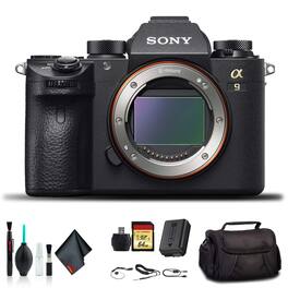 Sony - Alpha a9 Mirrorless Camera ILCE9/B with Soft Bag, 64GB Memory Card, Card Reader, Plus Essential Accessories - Black