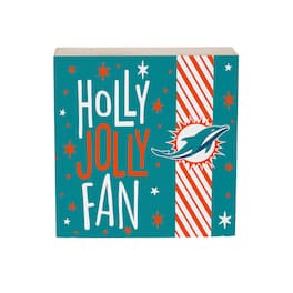 Evergreen Enterprises - Miami Dolphins 6" Holiday Wood Plock Shelf Sign - Multicolor