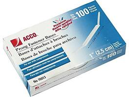 ACCO - 2.75"W Prong Fasteners, Silver, 100/Box - Matte tin