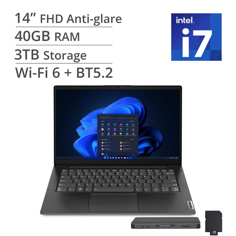 Lenovo - V14 G4 14" FHD 2025 Laptop Intel Core i7-13620H 40GB RAM 2TB SSD for Home and Business - Black