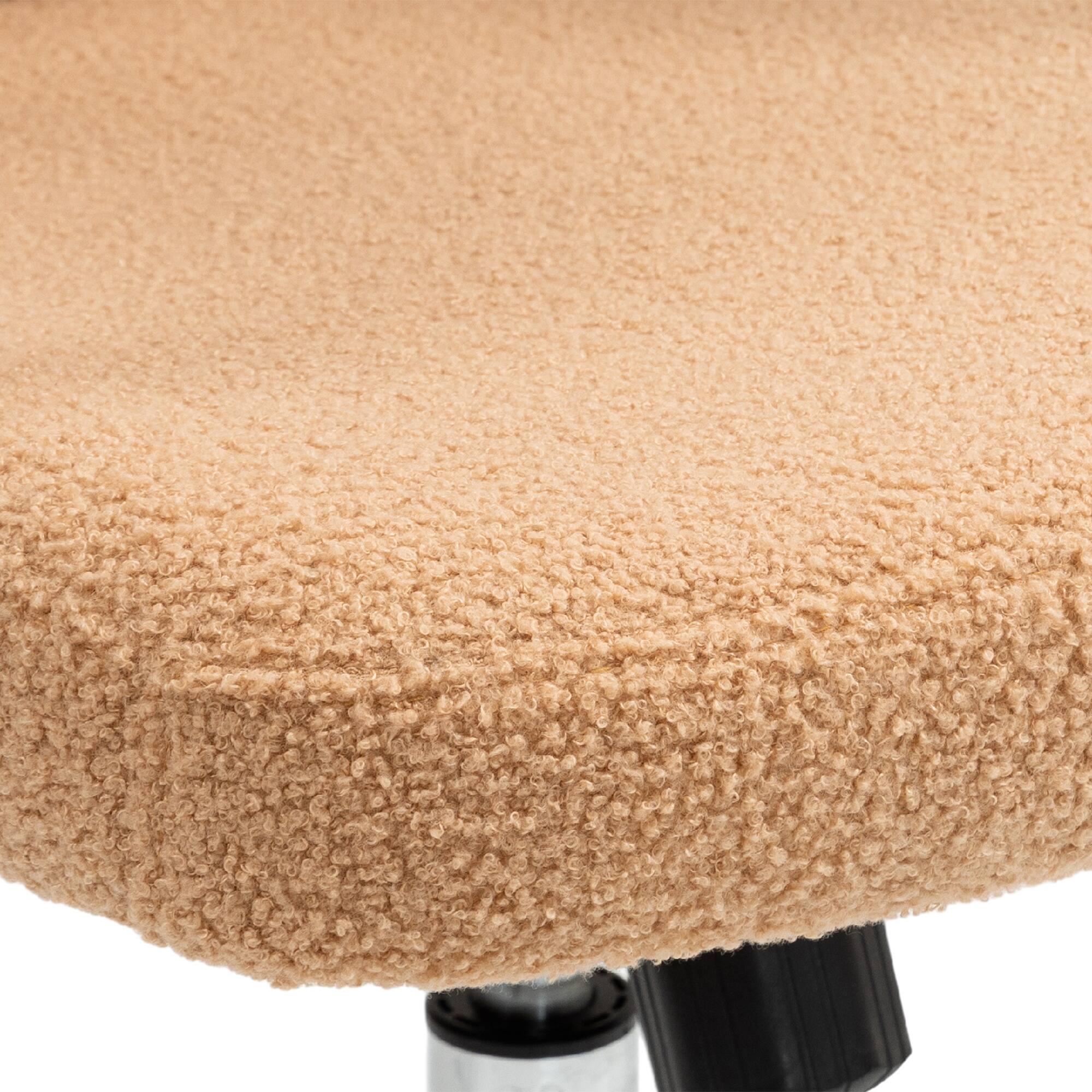 Alt View 8. Vinsetto - Button Tufted Teddy Fleece Chair with Padded Armrests, Swivel - Khaki.