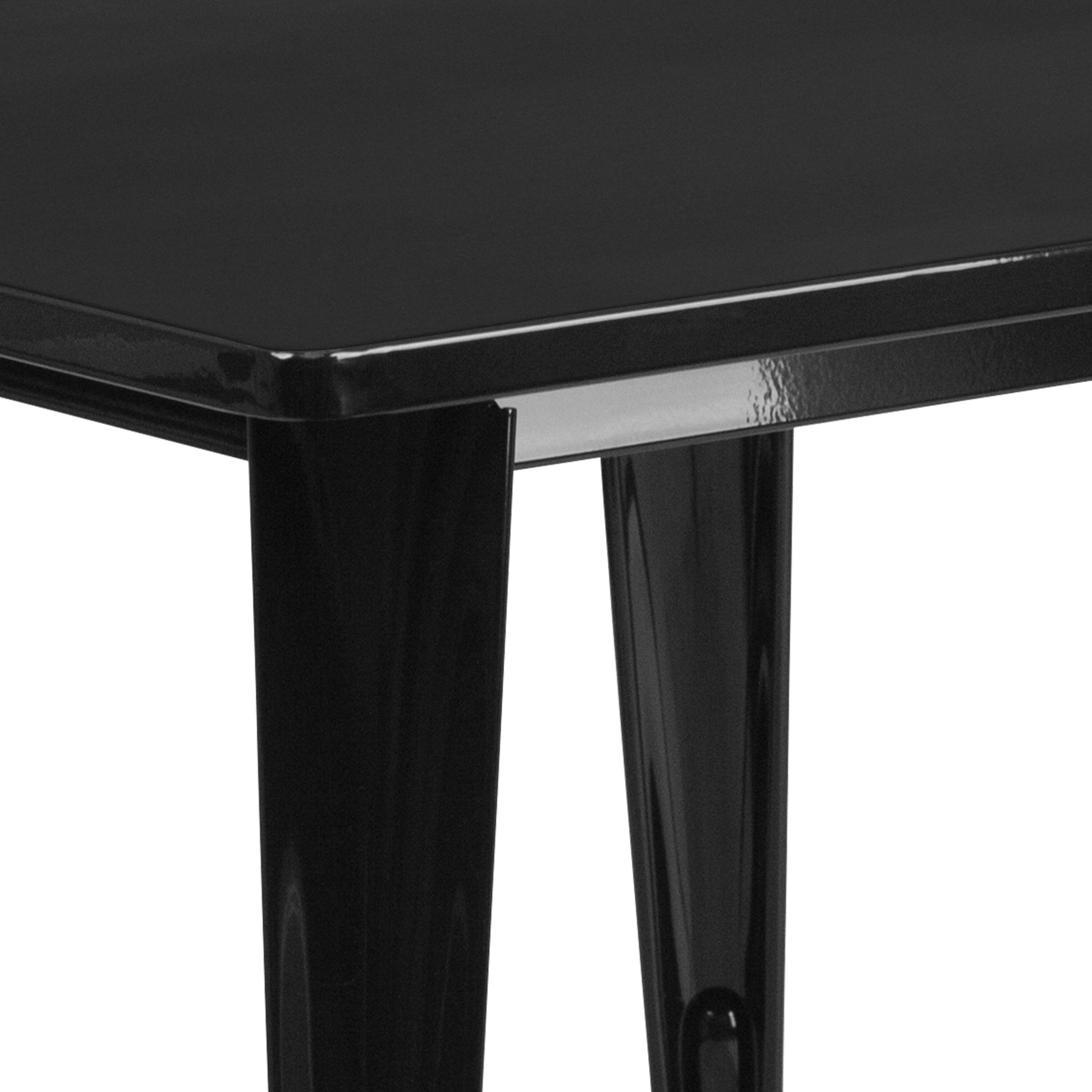 Alt View 9. Emma + Oliver - Commercial Grade 31.5" Square Metal Indoor-Outdoor Table Set with 4 Stack Chairs - Black.