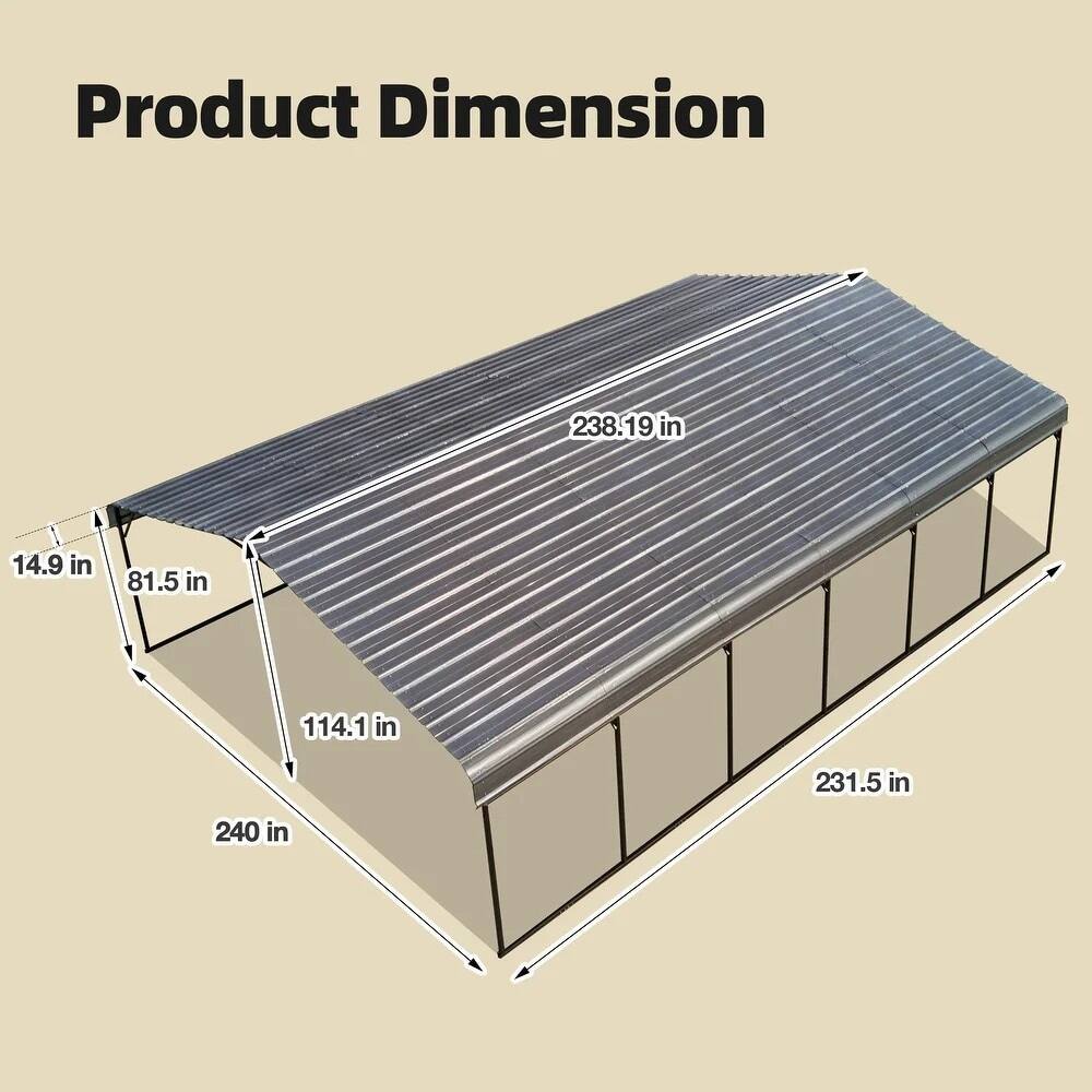 Product Dimension: 238.19 in, 14.9 in, 81.5 in, 114.1 in, 231.5 in, 240 in