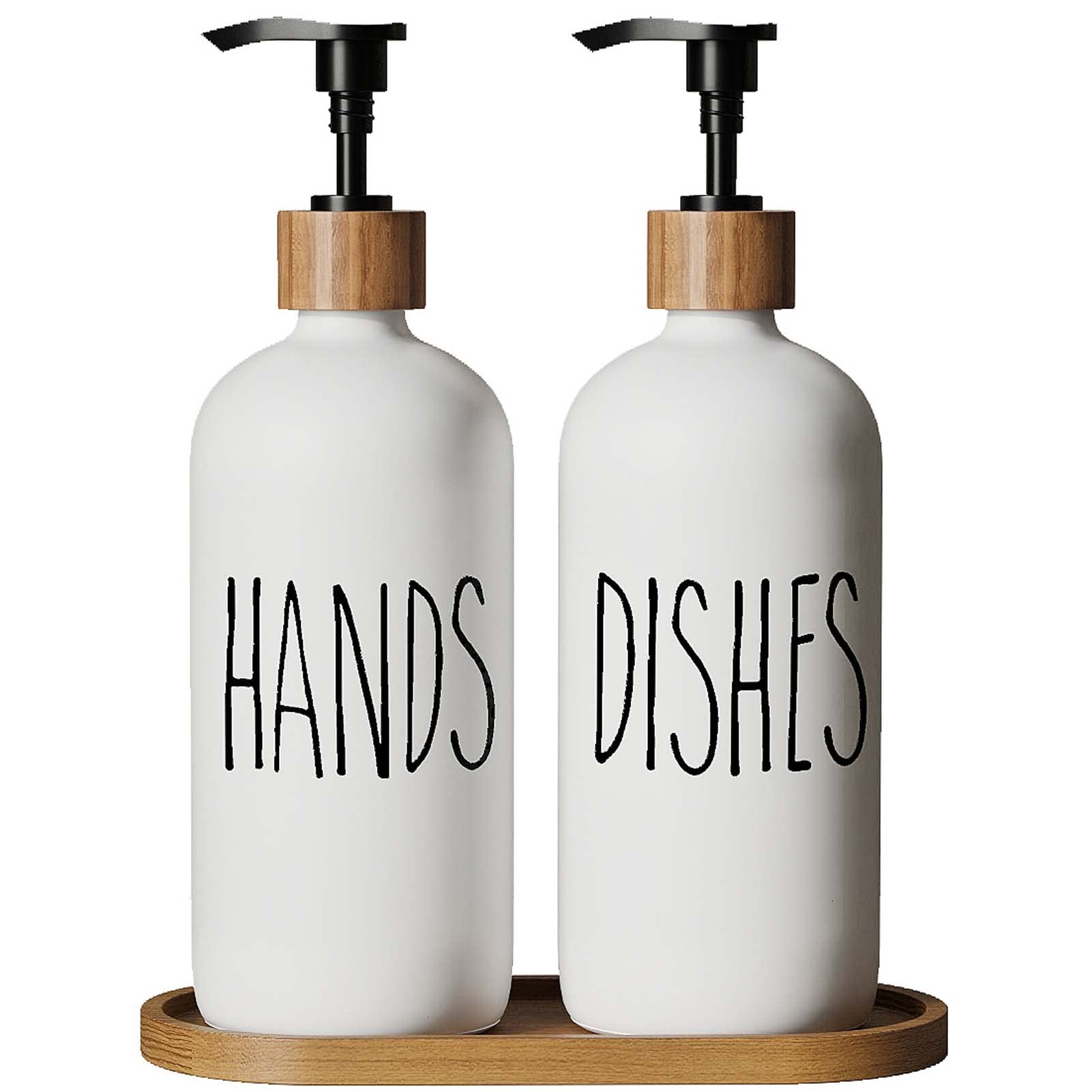 Dapper Styles - Glass Soap Dispenser For Kitchen Sink And Bathroom Modern Farmhouse Decor Hand - White Set-b