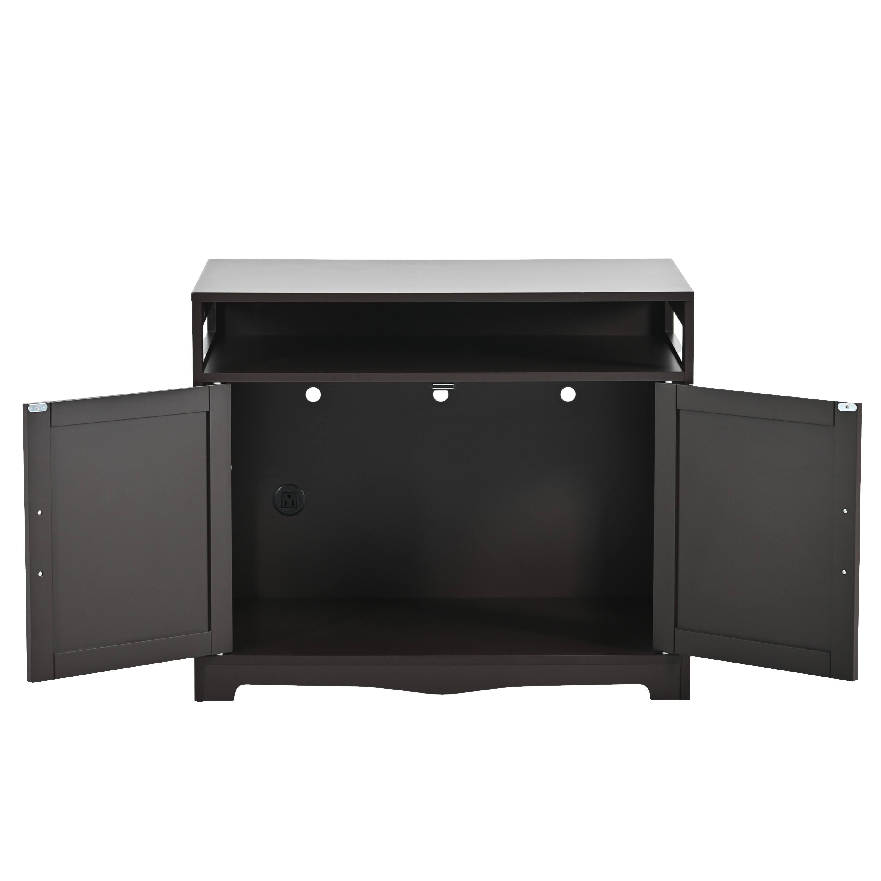 Alt View 4. Dexmalle - Dexmalle-2 Doors Litter Box Enclosure,Storage Bench Side Table Cat House with Hidden Plug-Esspresso - Esspresso.