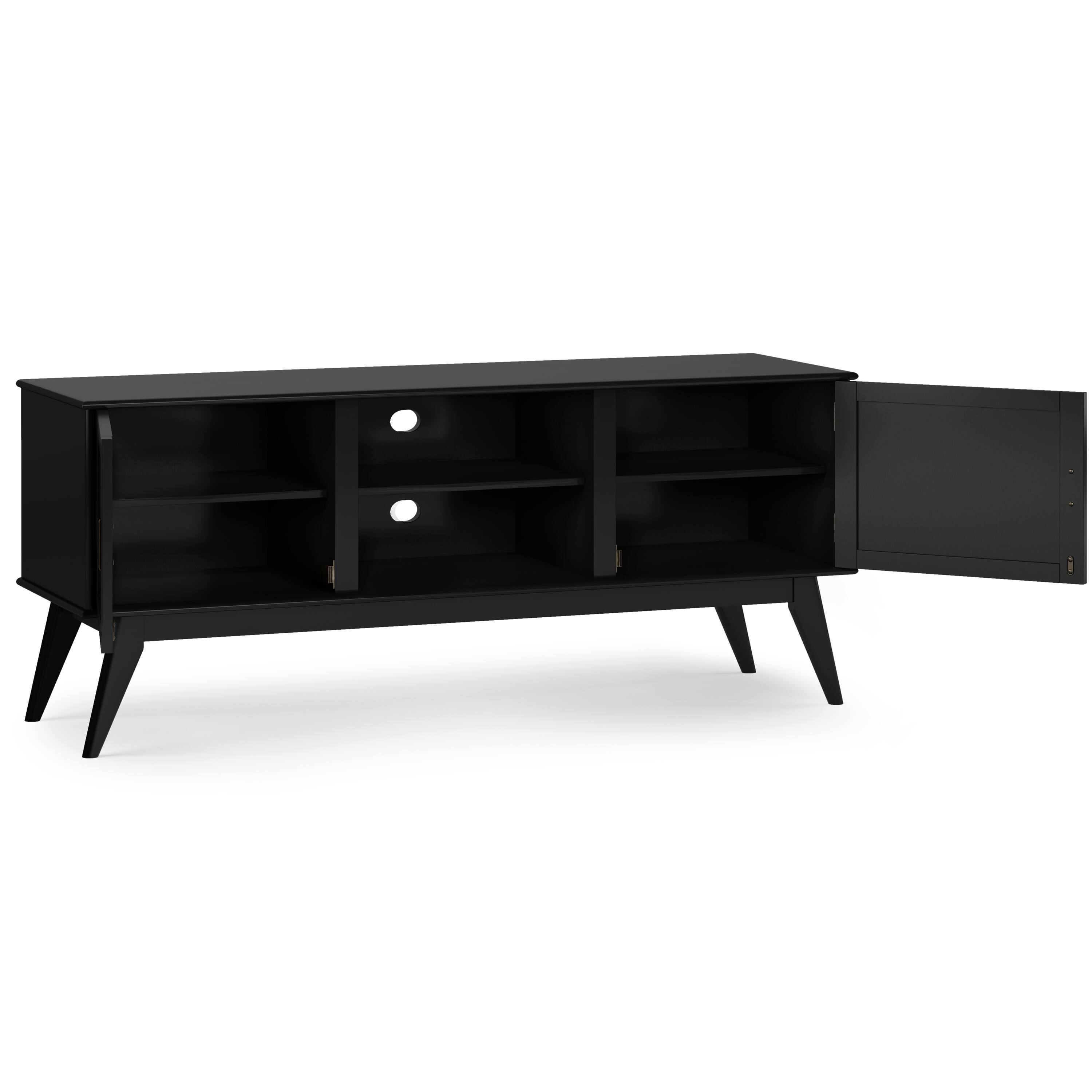 Alt View 1. Simpli Home - Draper SOLID HARDWOOD 60 inch Wide Mid Century Modern TV Media Stand in Black For TVs up to 65 inches - Black.
