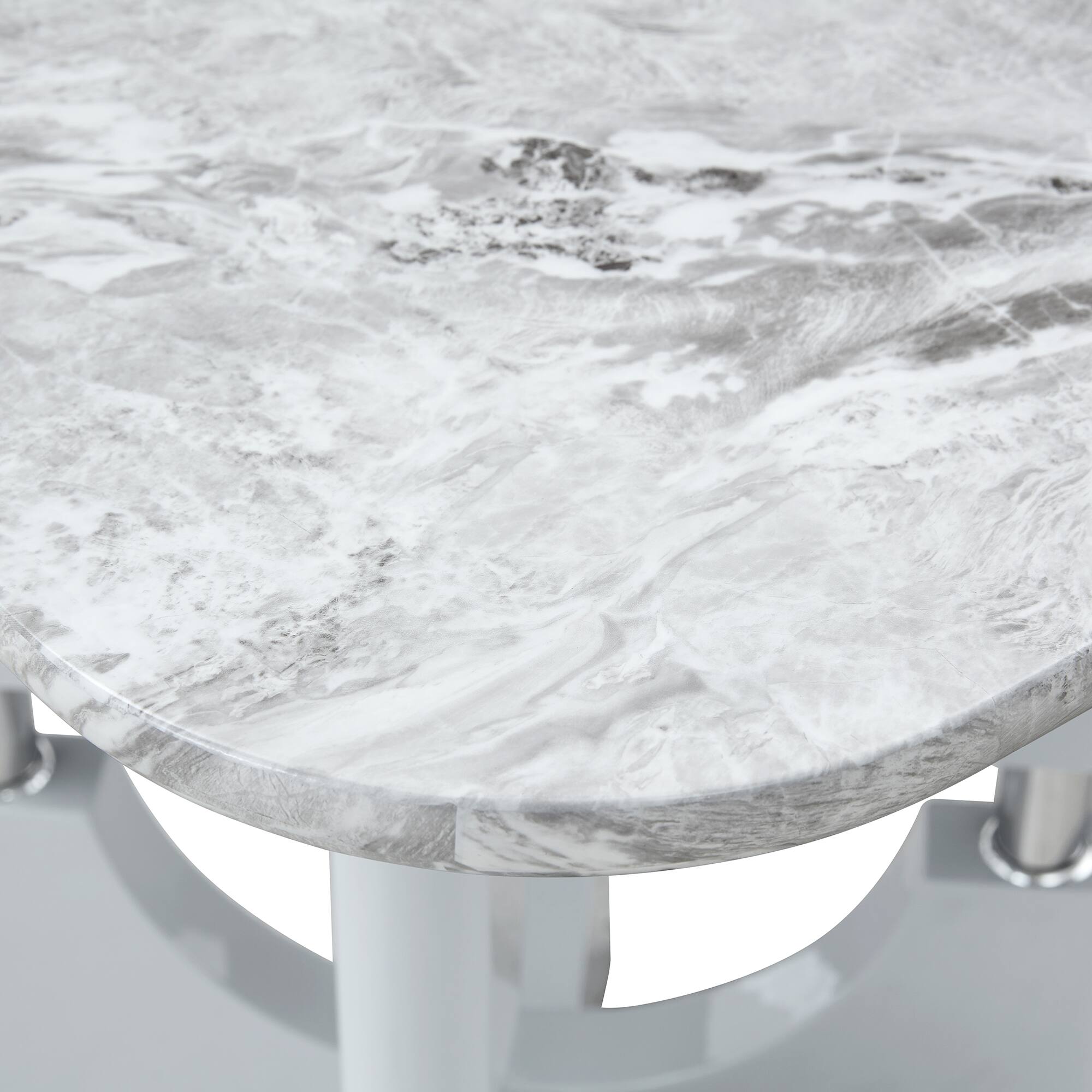 Alt View 9. Loheer - Loheer- 5.9ft Modern Gray Faux Marble Dining Table Sleek Hollow Frame Kitchen Table for Small Apartment - Gray.