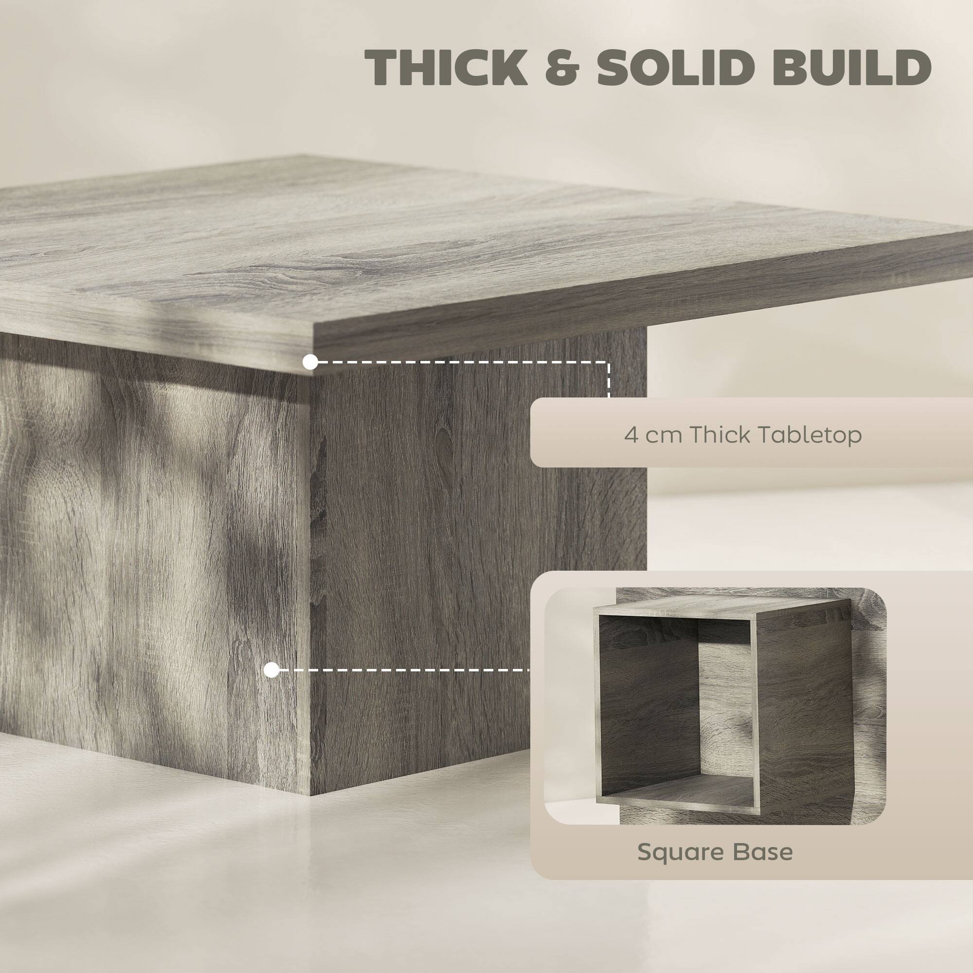THICK & SOLID BUILD

4 cm Thick Tabletop

Square Base