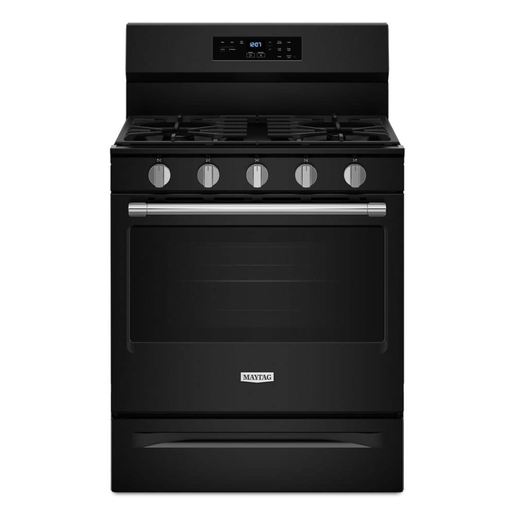 Maytag - 30-Inch Wide Gas Range With No Preheat Air Fry and Air Baking - 5.0 cu. ft. - Black - Front_Zoom