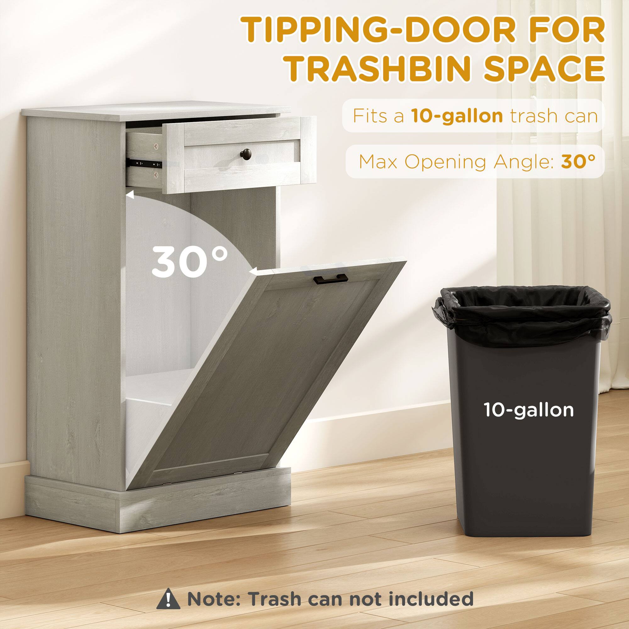 TIPPING-DOOR FOR TRASHBIN SPACE
Fits a 10-gallon trash can
Max Opening Angle: 30°
10-gallon
! Note: Trash can not included