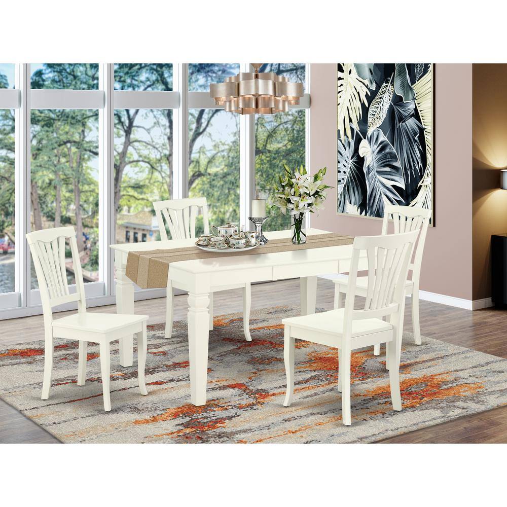 Left. East West Furniture - Dining Room Set Linen White - Brown.