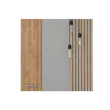 Front. TuHome - Sines Medicine Cabinet, Four Internal Shelves, Single Door - Pine.