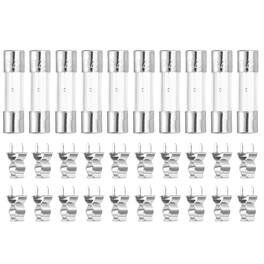 Unique Bargains - Glass Tube Fuses, 5x20mm 1.25A 250V Slow Fast Blow Glass Cartridge Tube Fuse with 20pcs Safety Clip 10pcs
