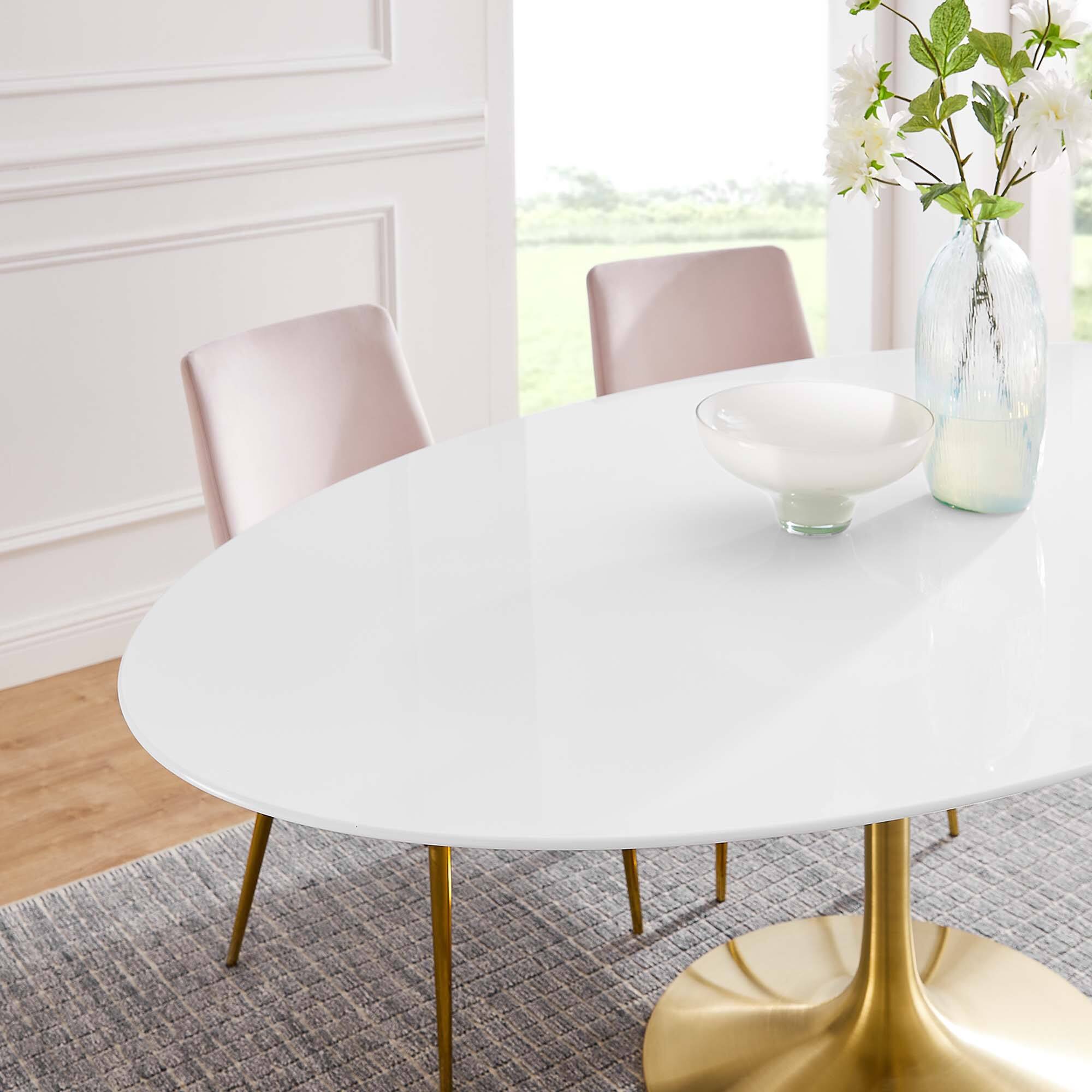 Alt View 6. Modway - Lippa 78" Oval Wood Dining Table by Modway - Gold White.