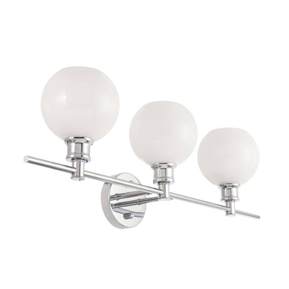 Alt View 3. Living District - Collier 3 light Chrome and Frosted white glass Wall sconce - Chrome And Frosted White Glass.