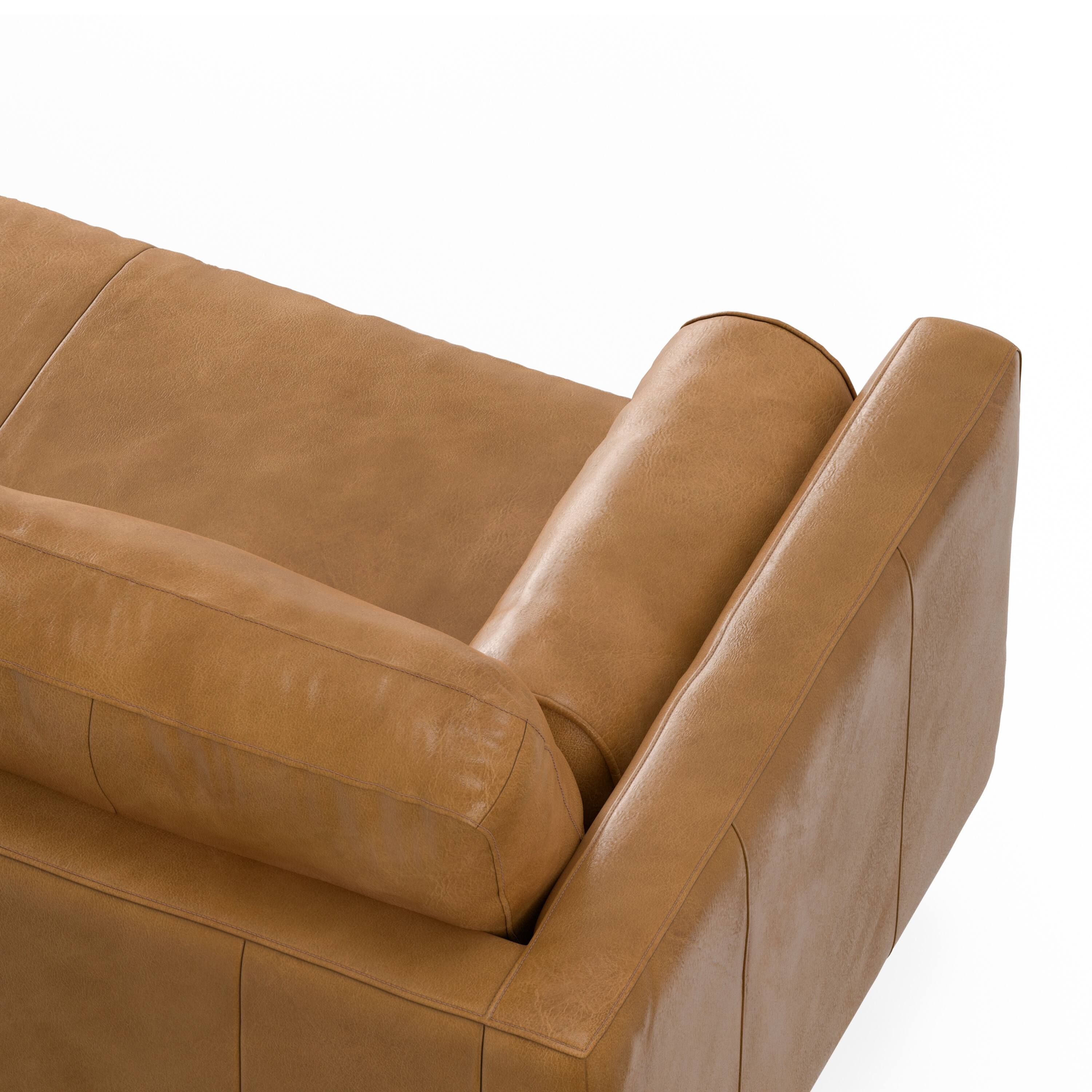 Alt View 9. Simpli Home - Morrison Mid-Century Modern 72 inch Wide Sofa with Ottoman Set in Sienna Genuine Leather - Sienna.