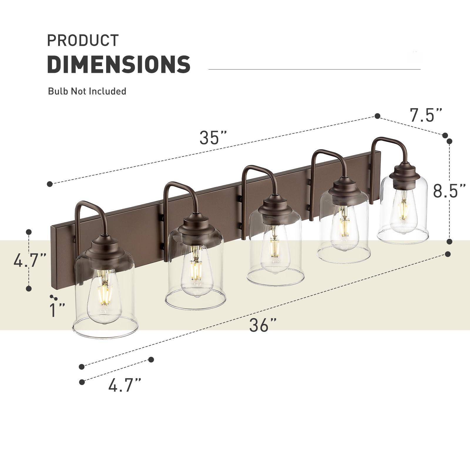 PRODUCT DIMENSIONS  
Bulb Not Included  

- 35"  
- 7.5"  
- 8.5"  
- 4.7"  
- 1"  
- 36"  
- 4.7"