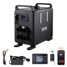 VEVOR - 8KW Diesel Heater, 12V/24V All in One Diesel Air Heater, Bluetooth APP Control, Remote Control and Display Screen - Black