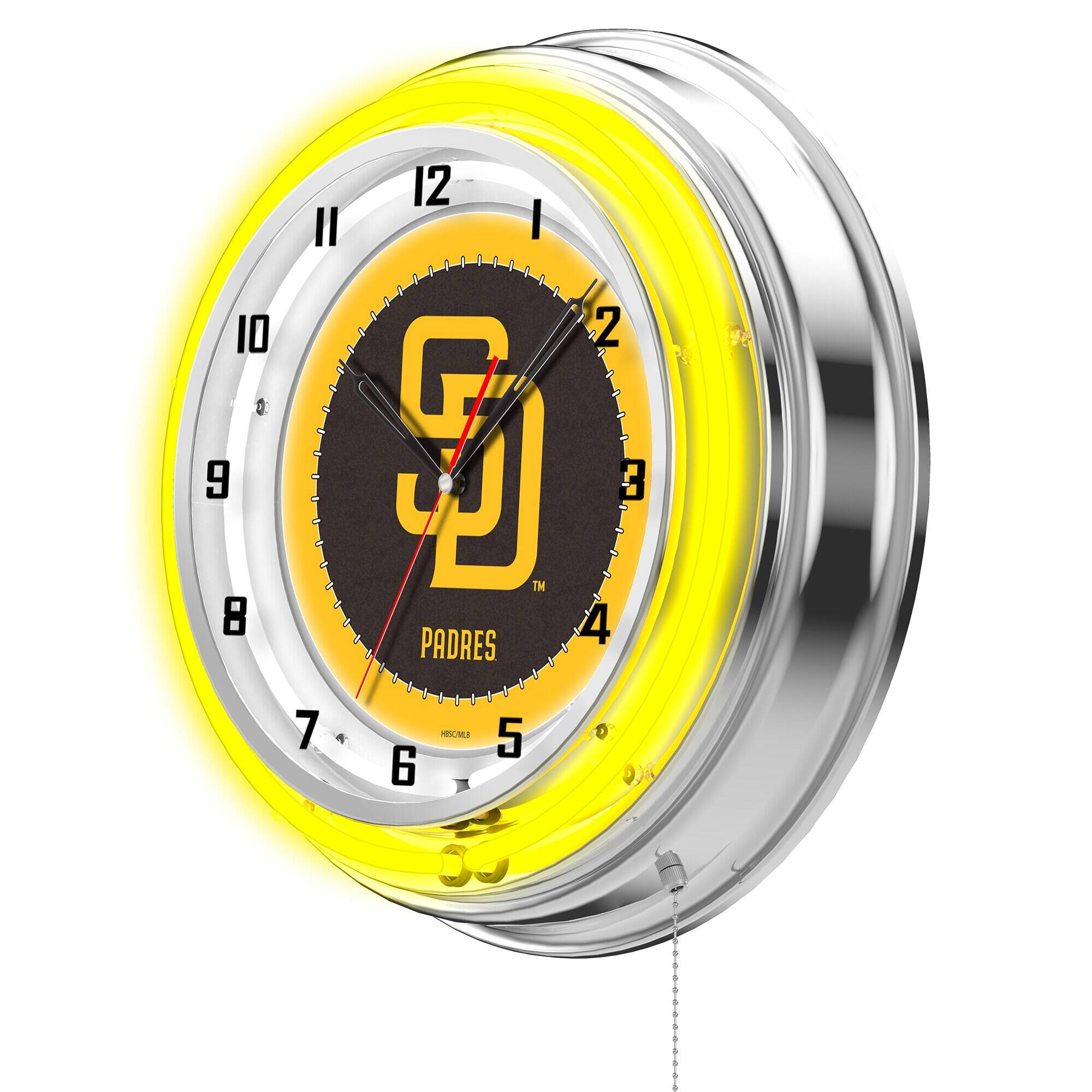 Alt View 1. Holland Bar Stool Co. - San Diego Padres 19" Double Neon Wall Clock - Multicolor.