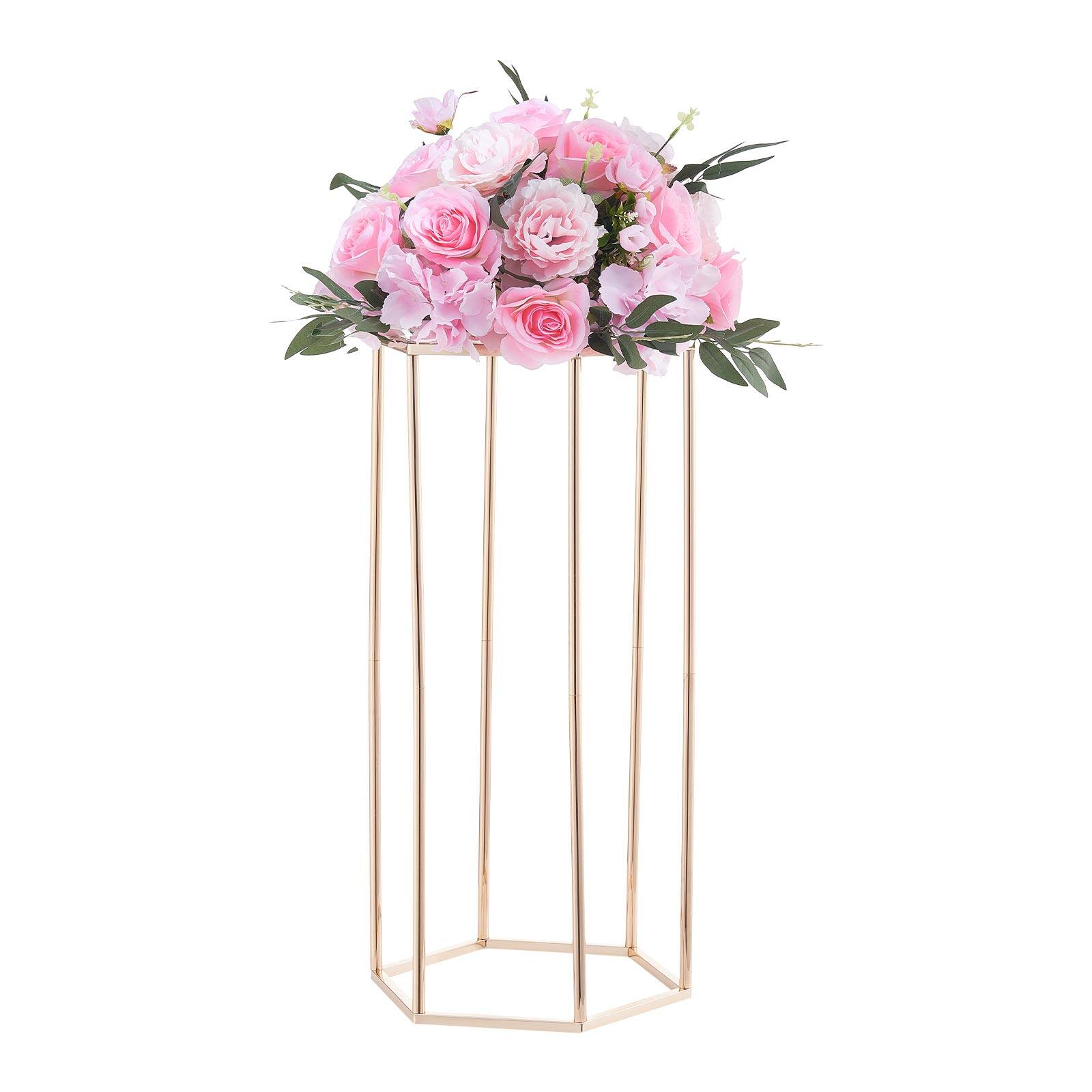 Alt View 5. VEVOR - Wedding Flower Stand, 10PCS 23.62-inch Column Flower Stand, Floral Stands with Acrylic Laminate, Hexagonal Cubic Floral - French Gold.