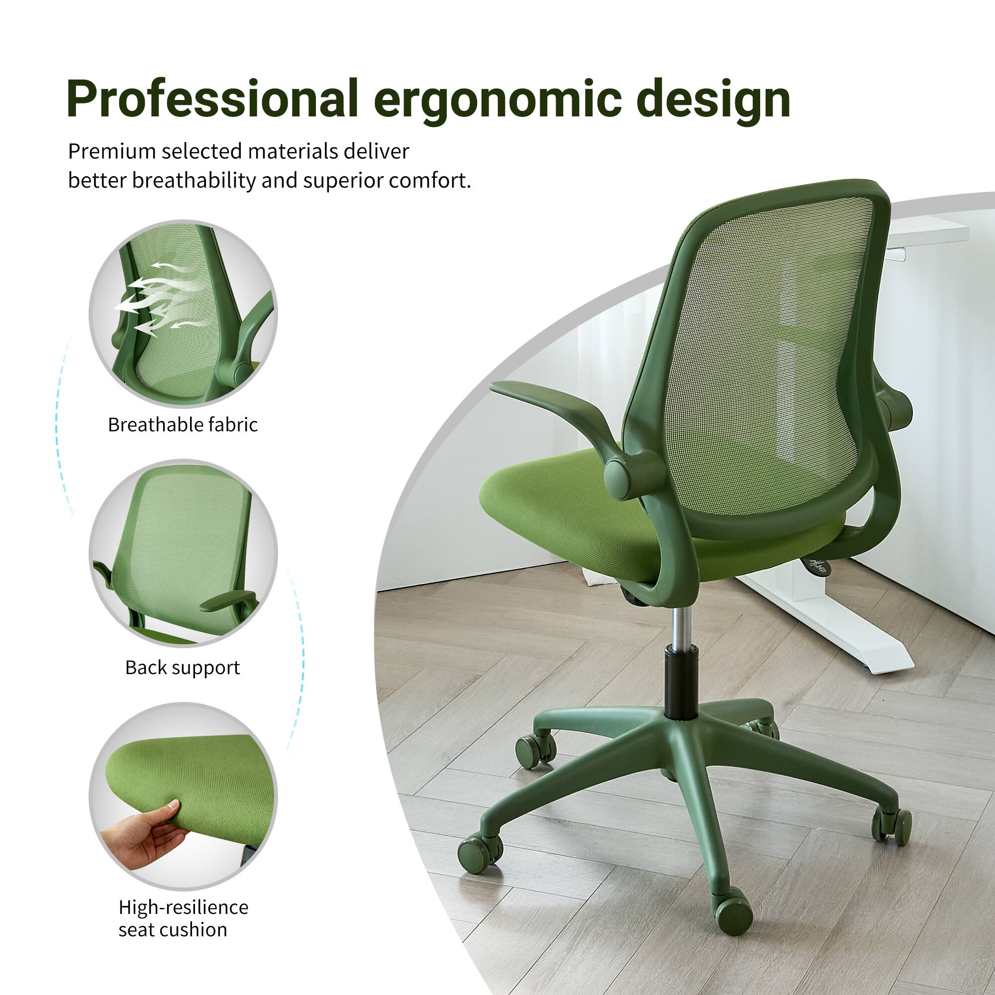 Professional ergonomic design

Premium selected materials deliver better breathability and superior comfort.

- Breathable fabric
- Back support
- High-resilience seat cushion